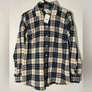 J CREW Size Small Red White & Blue Plaid Button Down Long-Sleeve Top